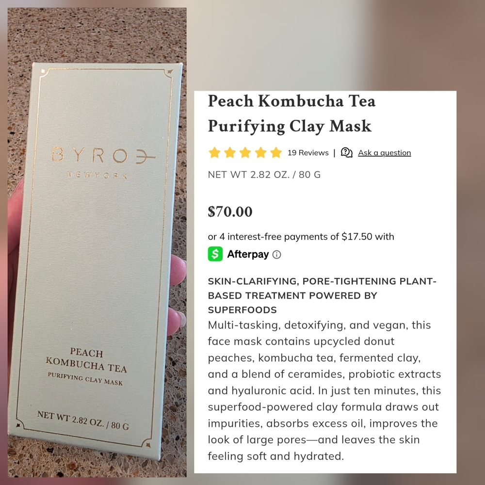 BYROE Peach Kombucha Tea Purifying Clay Mask
